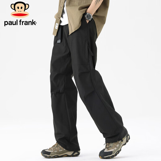 Paul Frank Overalls Men's Paratrooper Pants Summer Casual Pants Men's Loose Pants Men's Outdoor Hiking Pants Black XL