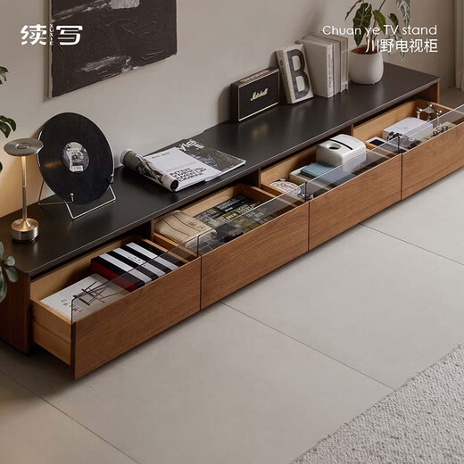 Gabinete de televisión de madera sólida continua sala de estar de americana norteamericana de nuez pequeño apartamento pequeño almacenamiento de almacenamiento de almacenamiento para el piso de almacenamiento