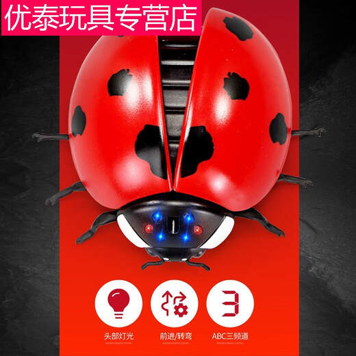 电动遥控瓢虫玩具儿童网红仿真整蛊感应会动昆虫爬虫动物男孩女孩 遥控瓢虫红色9922+螺丝刀