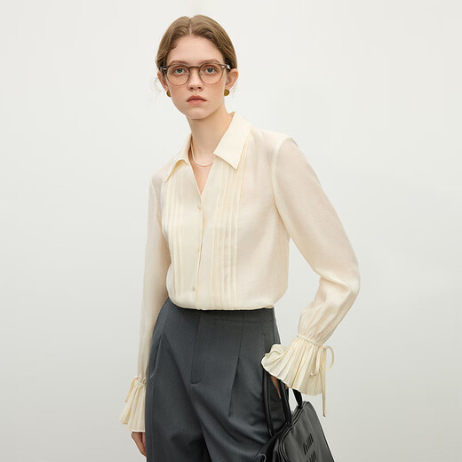 Фанат Silan en nanfa Qianjin French Design Rush Women's Women's 2025 Spring Clothing Корейский стиль розовый V-образный рубашка 11150 небо синий s