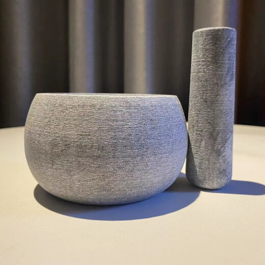 FANCYCHIC household stone mortar, garlic mortar, medicine mortar, natural bluestone garlic masher, garlic press, garlic jar, supplementary food, grinding stone, nest, main picture