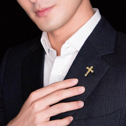 Kuxuan cross brooch men's suit accessories high-end corsage simple shirt collar pin clothes badge decorative buckle pin gold one