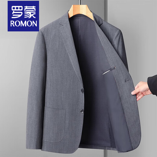 
ROMON casual suit men's formal top loose jacket 2025 spring and autumn suit knitted elastic middle-aged commuting gray gray [houndstooth] 1127 3XL 190 [recommended 175-190Jin [Jin equals 0.5 kg]]