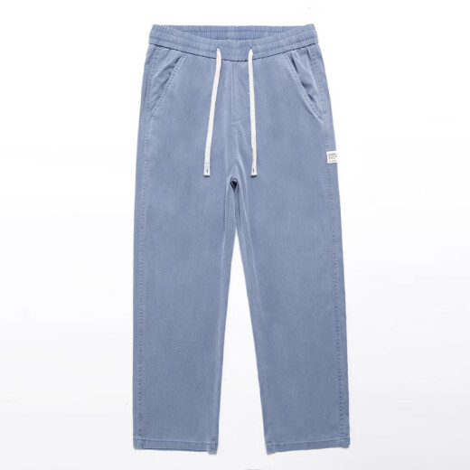 真维斯（JEANSWEST）莱赛尔天丝休闲裤男宽松直筒2025春季新款夏季冰丝薄款阔腿长裤子 1048蓝色 【天丝薄款】 L 【115-135斤】