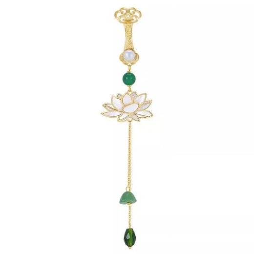 Oein Chinese style imitation pearl lotus brooch ancient style women's cheongsam placket pendant high-end tassel clothing pin pendant Ruyi lotus placket