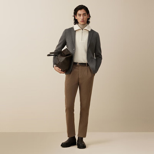 
HONGDOU Red Bean (Hodo) suit men's 24 autumn and winter new business sense double-sided single wool comfortable and fashionable K3 chestnut gray coffee M (17062-70 Jin [Jin equals 0.5 kg])