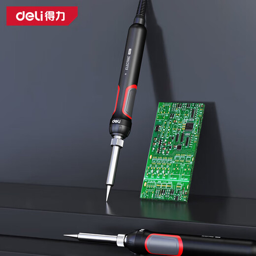Deli electric soldering iron tool set electric iron adjustable temperature welding pen constant temperature small soldering gun repair welding drilling 60w intelligent fast heating constant temperature 10-piece set