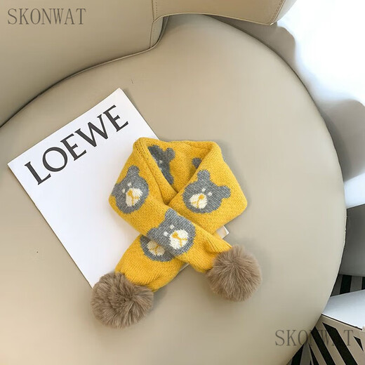 SKONWAT winter baby cute bear scarf, thickened, warm and cold-proof, men's and women's scarf, autumn and winter plush, versatile and trendy blue bear