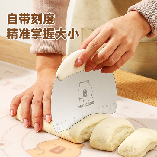 MAXCOOK dough cutter scraper baking tool cutter stainless steel household sausage cutter toast scraper with scale MCD5189
