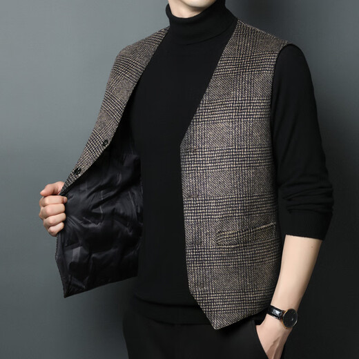 MAGIOPY luxury high-end brand men's winter down vest men's v-neck inner wear warm vest middle-aged dad's vest gray L 175 120-140Jin Jin equals 0.5 kg