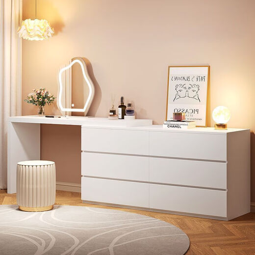 Zimu Yaju Dressing Table Bedroom Modern Simple Drawing Cabinet Integrated Small Apartment Light Luxurious Bedside Cabinet Retractable Cream Style Dressing Table Free Delivery to Home 80 Drawing Cabinets + 80 Dressing Tables + Stools