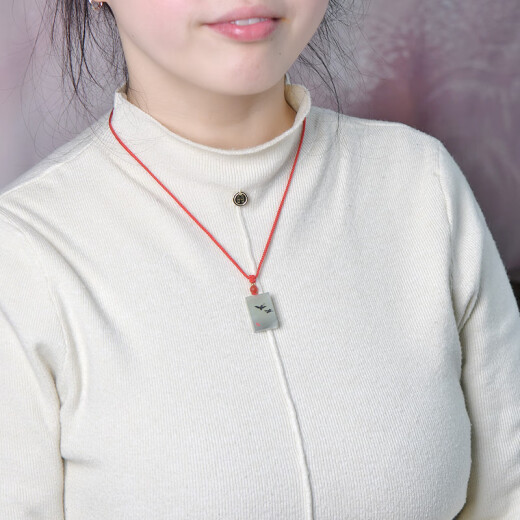 可玉可求保价618孤品无事牌和田玉吊坠 男女士线雕意境山水玉牌 玉石项链 款四 烟灰色M9227z