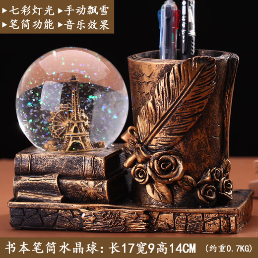 【率超99%同款】水晶球沙漏计时器创意摆件复古流沙家居装饰品埃 安全包装 1047款金(无灯光无音乐)