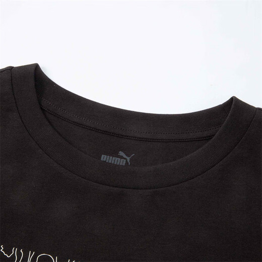 PUMA pure cotton white casual short-sleeved T-shirt men's new summer printed sports top 686396 black-01 M (175/96A)