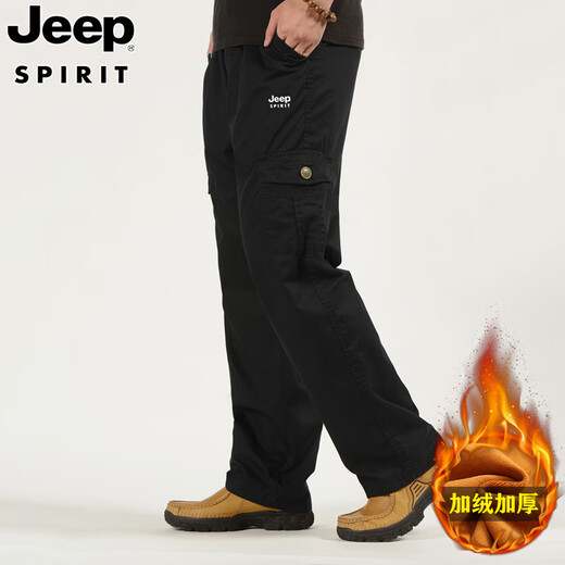 Jeep Spirit Jeep Trabajo Pantalones de algodón puro para hombres Pantalones casuales de primavera y verano Pantalones heterosexuales de los hombres transpirables y mayores pantalones de papá ancianos NHHS-9902 Verde militar [agregando terciopelo] M [Sugerir 110-130Jin [Jin equivale a 0.5 kg]]]