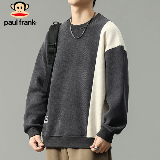 Paul Frank sweatshirt men's corduroy jacket men's spring and autumn loose casual tops men's gray blue XL