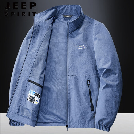 Jeep Spirit2025 Neue Frühlings- und Herbst-Herren-Gelegenheitsjacke mit mittleren und jungen Stehkragen Jacke Lose großer Jugend-Top schwarz 2xl