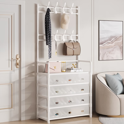 Kunfeng Household Shoe Rack Dustproof 2025 New Door Multi-layer Shoe Storage Rack Dormitory Stairs Entry Door Simple Shoe Cabinet White-4 Layers 60cm Dustproof Reinforced Model