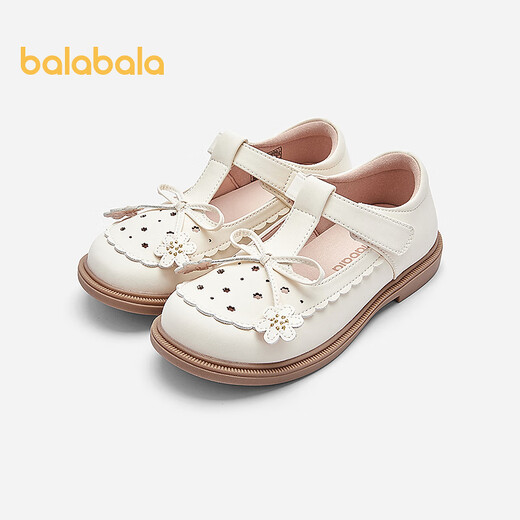 Balabala children's shoes children's princess shoes girls sandals summer new British style small leather shoes off-white off-white 10301 26