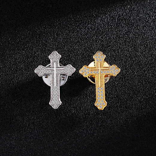 Kuxuan cross brooch men's suit accessories high-end corsage simple shirt collar pin clothes badge decorative buckle pin gold one