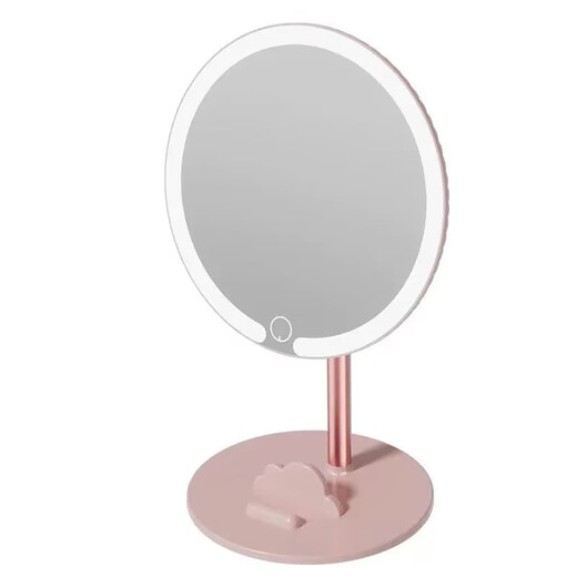 Qi makeup mirror with light led desktop high-definition beauty mirror dormitory desktop dressing three-color smart fill-in mirror student portable rechargeable makeup mirror as a gift for wife and girlfriend Smart three-color makeup mirror can hold mobile phone Pearl white