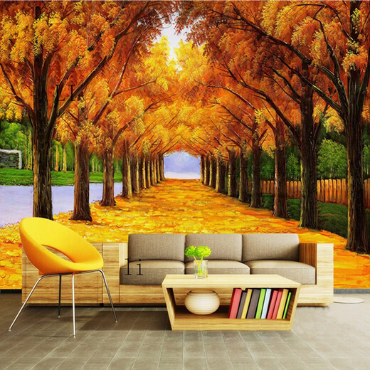 ZHEWEI-Wanddekoration Malmalerei 3D dreidimensional Tapete Desktop-Aufkleber Wandbilder natürliche Waldlandschaft selbstschützender SN3892 Pastoralstrom kleine Trompetenbreite 80 cm