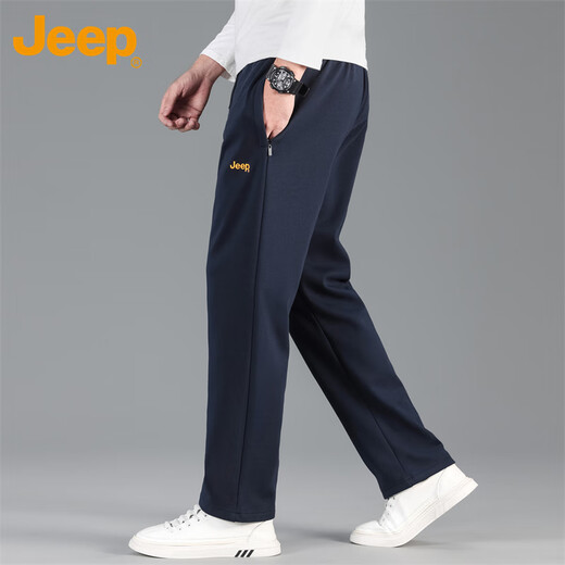 JEEP Casual Pants Men's Autumn and Winter Loose Pants Men's Straight Sports Pants Dark Blue Straight 2XL