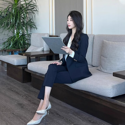 Punizi suit suit for women 2025 spring and autumn new temperament interview work clothes professional wear formal high-end suit jacket black suit + wide-leg pants L