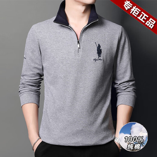 Aemape High-End-Herren-Langarm-T-Shirt Vaters Frühlings- und Herbstpolo-Hemd reiner Baumwoll-Sweatshirt-Halsband-Basishemd 6625 Schwarz [reines Baumwoll] M /165 [95-115jin [Jin gleich 0,5 kg]]