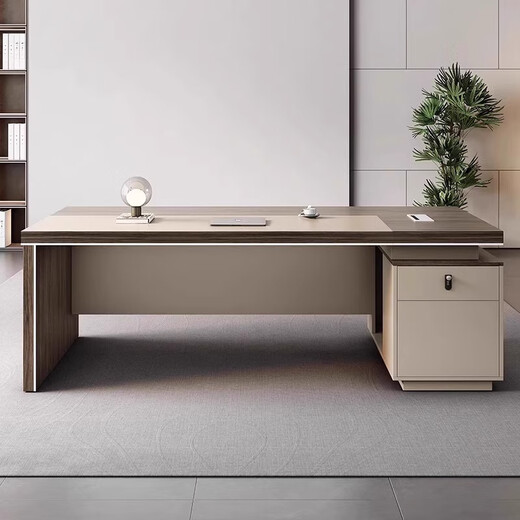 Fubaisen light luxury desk boss table and chair combination simple modern financial table president desk supervisor manager office table 1.6 meters boss table + boss chair