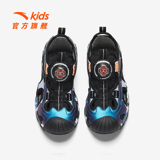 ANTA Children's Sandals Men's Big Children's Shoes 2025 Autumn New Arrival Knob Buckle Outdoor Baotou Anti-Slip Beach Shoes Dusty Blue/Black 6942-1 33
