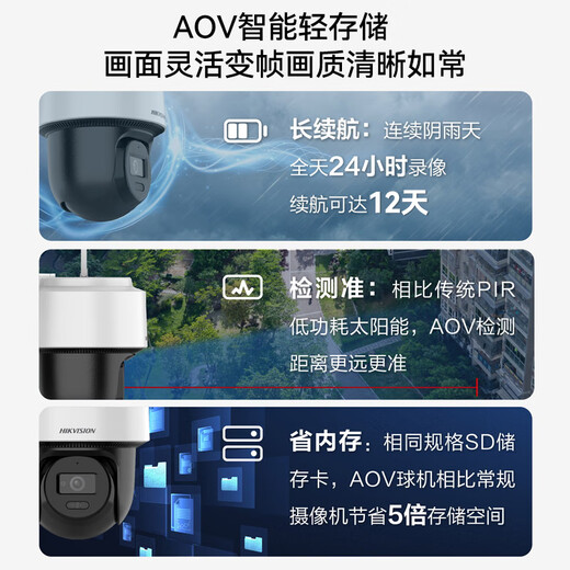 HIKVISION Hykvision solar camera plug-in-free outdoor outdoor 4G lifetime rechargeable traffic AOV technology AI detection monitor home 360-degree panoramic night vision