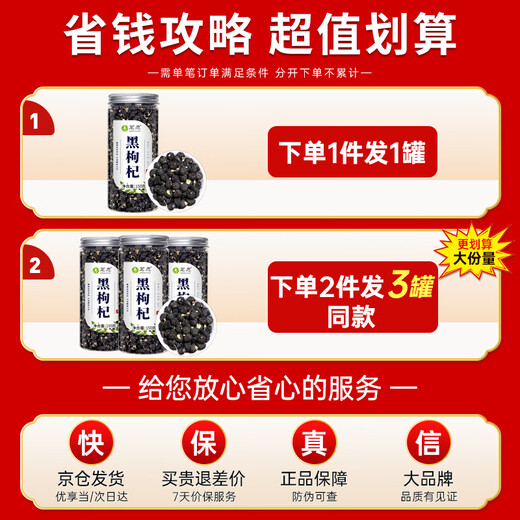 茗愿黑枸杞【买2送1罐】青海免洗大果泡水喝滋补送礼长辈父母养生茶叶 【无熏硫大果】 【150克/罐】