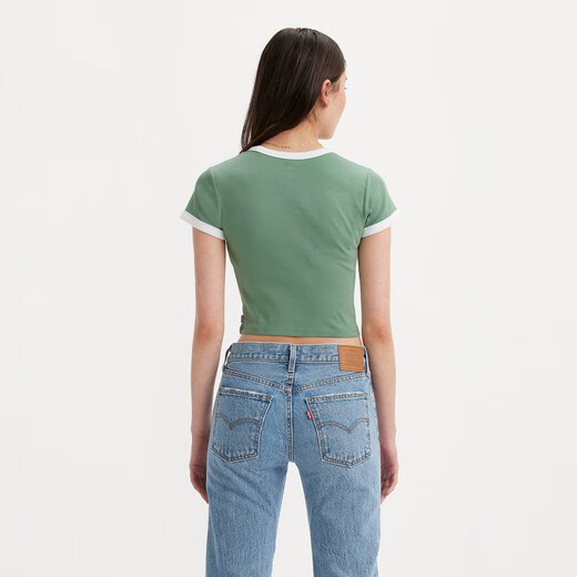 Levi's Shopping Mall mismo estilo que el temperamento retro de verano de Levi's Lady Slim y una pequeña camiseta de manga corta A3523