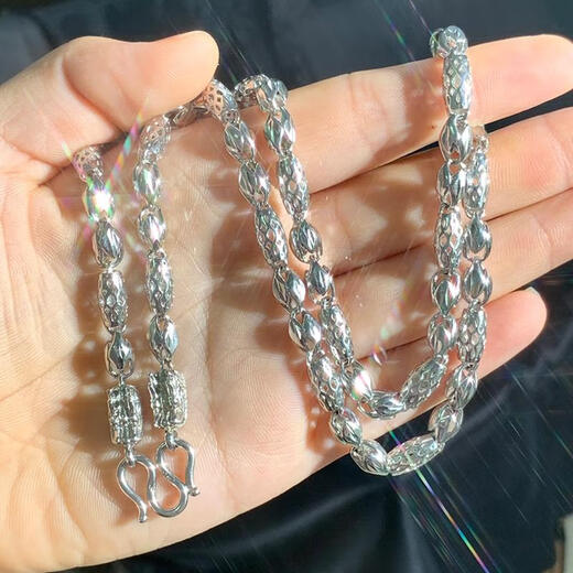 DL 1998 Fat Donglai same style platinum necklace for men PT950 platinum necklace domineering faucet melon seed chain platinum silver 999 6 mm hollow melon seed necklace weighs about 40 grams