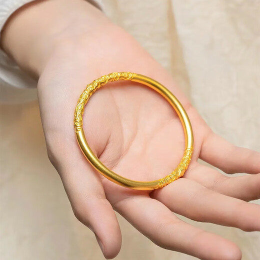 New product counter, same style gold-colored bracelet, ancient method, inherited plain ring, solid curly grass pattern bracelet, new Chinese style for mom, solid curly grass pattern bracelet