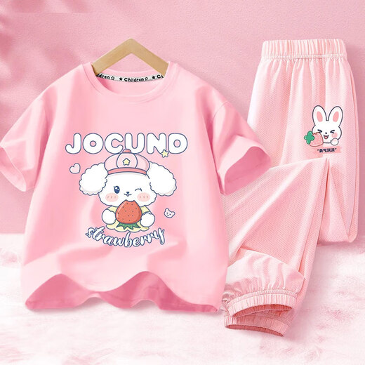 
Yalu Girls Summer Short Sleeve T-Shirt 2025 New Boys Big Children Mesh Breathable Pants Children's Summer Sports Set DAN15673 White + NHZ15682K Green 110