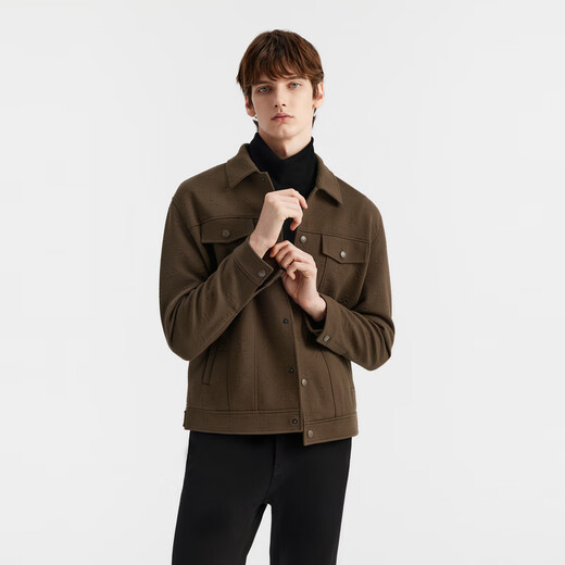 Biyinlefen, not easily deformed, spring and autumn men's jacket, fashionable retro warm windproof woolen jacket, light business and versatile 00coffee M /100