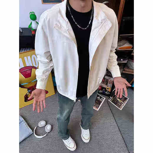 POUM美式教练夹克外套男秋冬款软壳冲锋上衣立领cleanfit飞行员棒球服 CLH-Y6629黑色 L