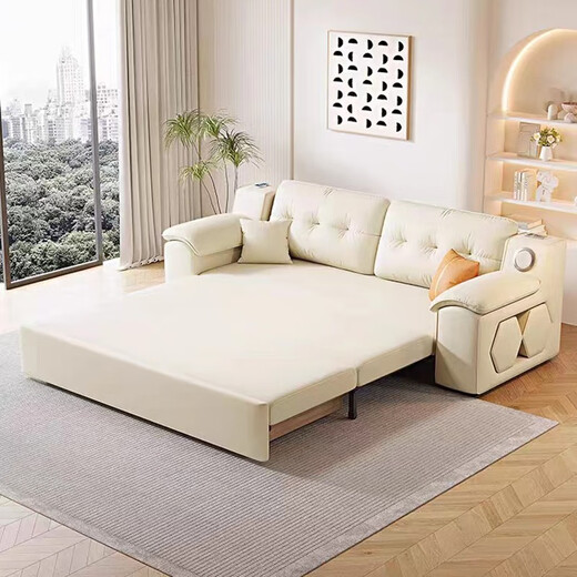 Xiangyu Leichtes Luxusklappfaltsofa Bett Dual-Purple kleine Wohnung Internet Promi Model Teleskop Bett Balkon Schlafzimmer Einzelfunktionsofa Bett bequemer Latex Modell Außendurchmesser: 1,5 Meter + USB + Lautsprecher [kein Aufbewahrung]