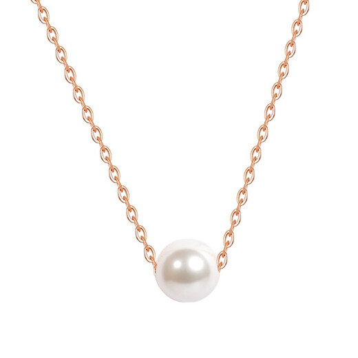 Fat Donglai's same style pearl necklace single simple light luxury niche necklace clavicle chain temperament exquisite fashion rose rose gold chain length 38+5cm+milk white pearls 10
