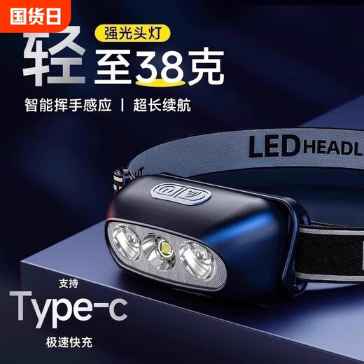 Oreille médicale, nez, gorge, phare, lampe à pince à capuchon à induction, lumière forte, casque de charge ultra lumineux, lampe de poche de la batterie ultra-longue 9900W, sans détection, 180h