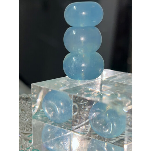 Xiyinfu natural crystal aquamarine pendant safe buckle temperament icy moist DIY bracelet with beads (finished product) hand-woven rope pendant card 20-23 bread