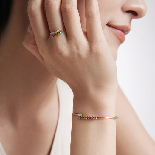 ENZO Rainbow 18K Gold Colorful Gemstone Diamond Bracelet Stacked EZV8013 Birthday Gift 18K Gold Diamond Bracelet