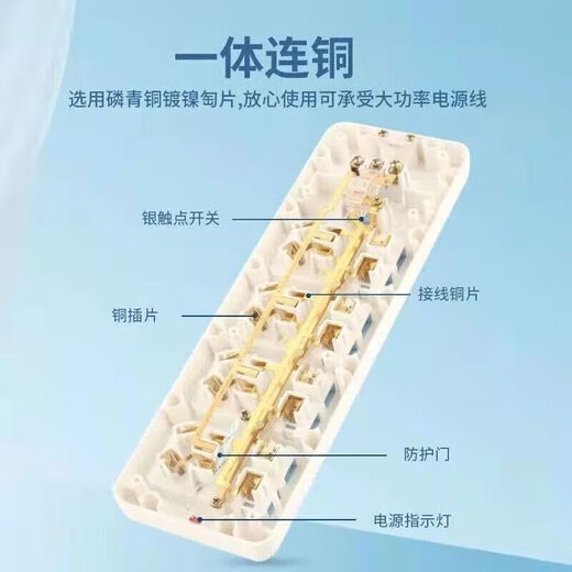 公牛王纯铜插排不带线插线板插座多功能多孔排插分控开关大功率无线 公牛纯铜芯21孔+防爆仅75个