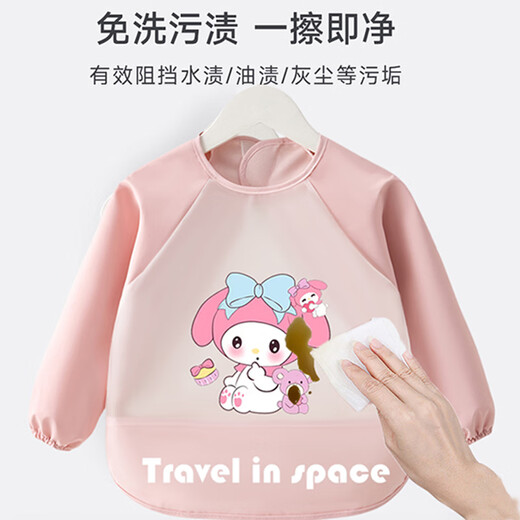 GOOFLORON Children's Clothing Baby Diet Bib Long Sleeve Waterproof and Anti-Dirty TPU Free Wash Baby Bun Apron Back Dressing [Newly Upgraded TPU] Long Sleeve Little Painter Dark Blue 90 Size [Suggested 0-2 years old] Clothing length 39cm