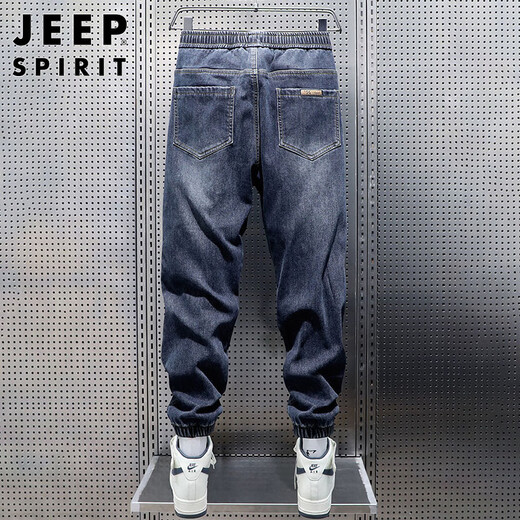 JEEP SPIRIT吉普牛仔裤男春夏季美式复古哈伦裤子男士束脚长裤 复古蓝 XL