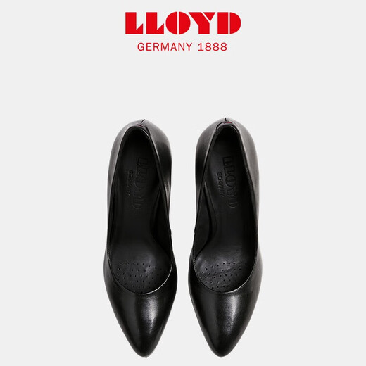 利来（LLOYD）德国进口女鞋牛皮经典优雅百搭粗跟浅口商务高跟鞋标准楦13554 黑色 36