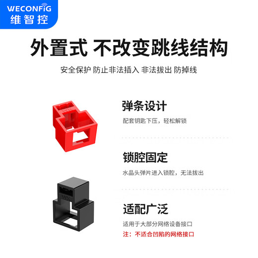 Weizhikong rj45 network cable lock network port dust-proof plug network cable port plug plug removable sealing plug network port seal A style / black (100 pieces + 5 tools)