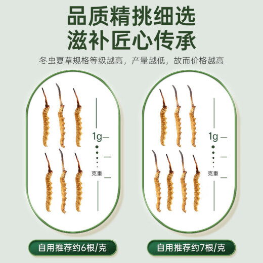 国坤堂 西藏那曲精选野生冬虫夏草 高海拔新干草7根/克 虫草1克试用装